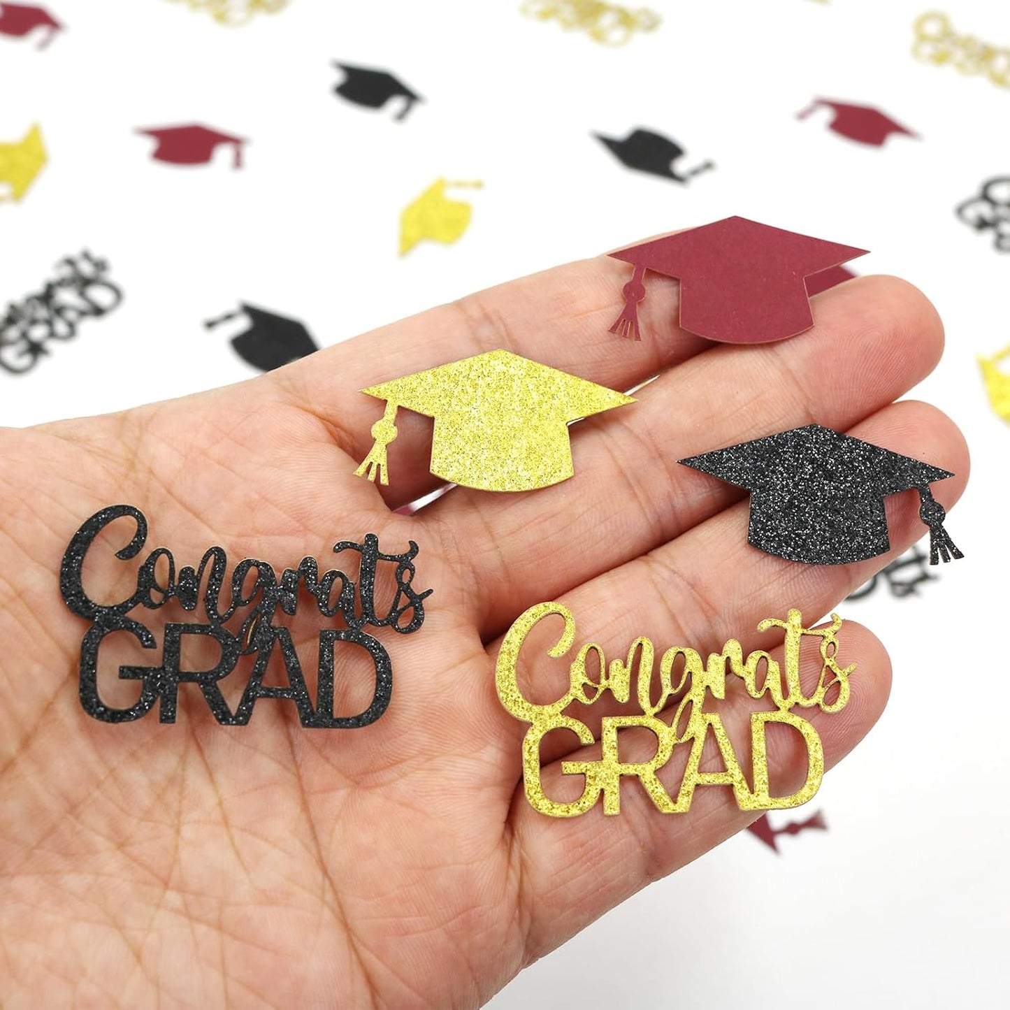 200PC Gold Graduation Confetti Class of 2026 Congrats Grad Confetti for Table Grad Cap Scatters for Graduation party decorations 2026