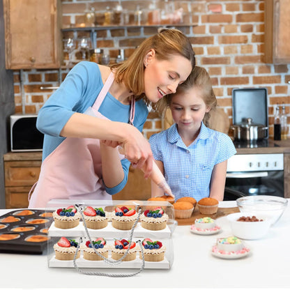 Coloch 24 Pack Clear Cupcake Box with Handle, 12 x 3 x 3 In 4 Count Plastic Cupcake Container with 4 Count Baked Dessert Box, for Cupcake, Dessert, Muffins, Party, Mother's Day, Wedding