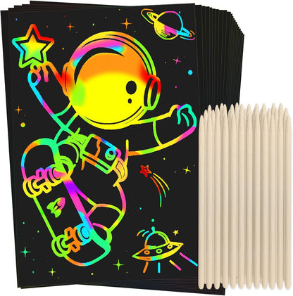 ZMLM Scratch Rainbow Art Paper Set - 100Pcs Magic Scratch Off Art Craft Supplies Kits for Kids Girls Boys Black Scratch Notes Sheet Doodle Pad for Fun DIY Toy Return Gift Birthday Party Favors