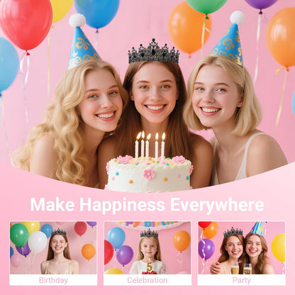 Birthday Tiara and Crown with Sash, Birthday Tiara for Women Party Silver