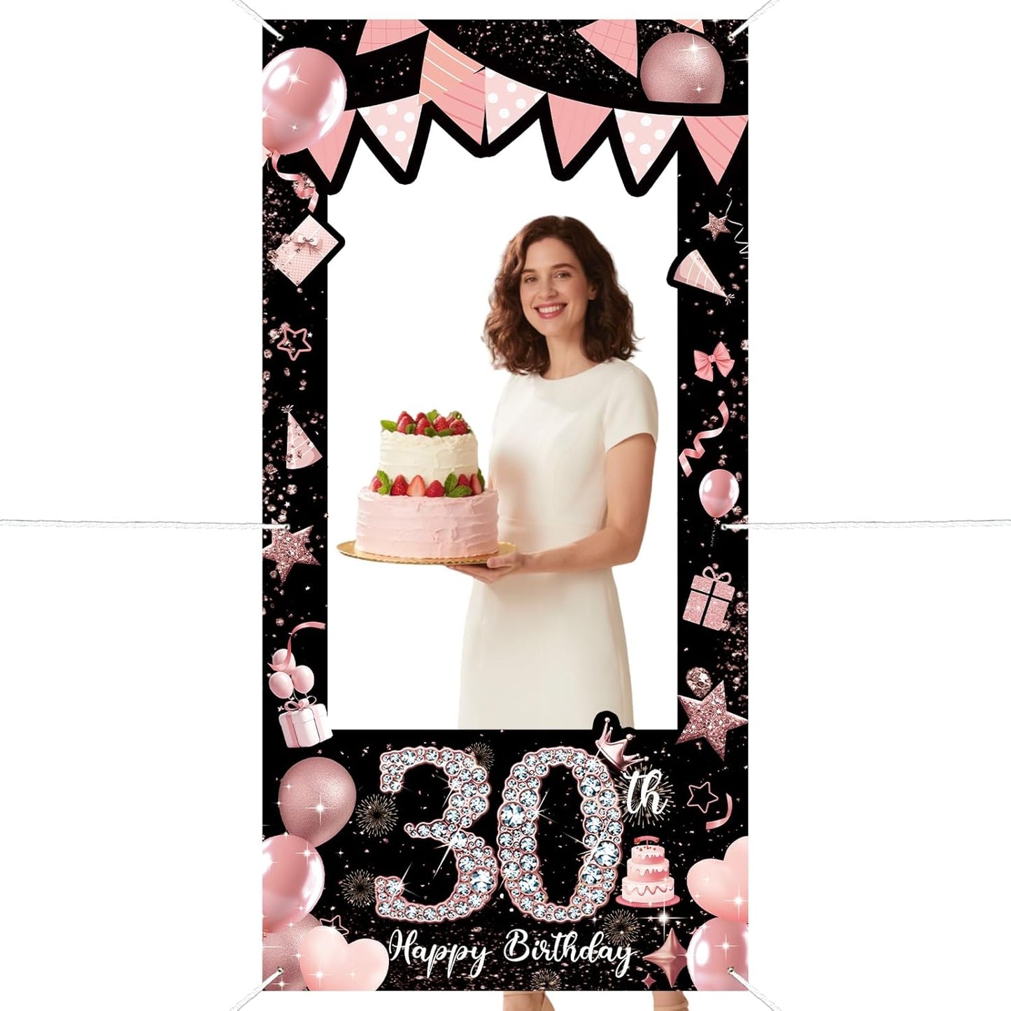 Pink 80th Birthday Neon Photography Banner Backdrop Glow Party Disco Dance Neon Theme Birthday Banner Photo Frame Props Props Selfie Background Face Cutout Photo Props Decoration