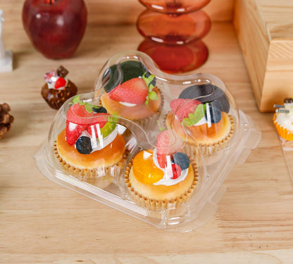 NPLUX 4 Compartment Cupcake Containers 20 Pack Cupcake Holder with Connected Airtight Lid Cupcake Boxes for 80 Cupcakes Muffins, BPA Free, Standard Size