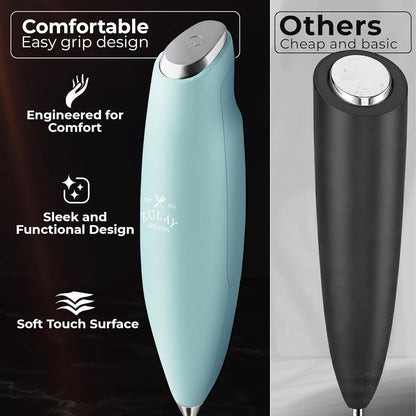 Zulay Kitchen Powerful Milk Frother Wand With Duracell Batteries - Ultra Fast Handheld Drink Mixer - Electric Whisk Foam Maker for Coffee, Lattes, Cappuccino & Matcha - Z1 Motor - Black - Colors C