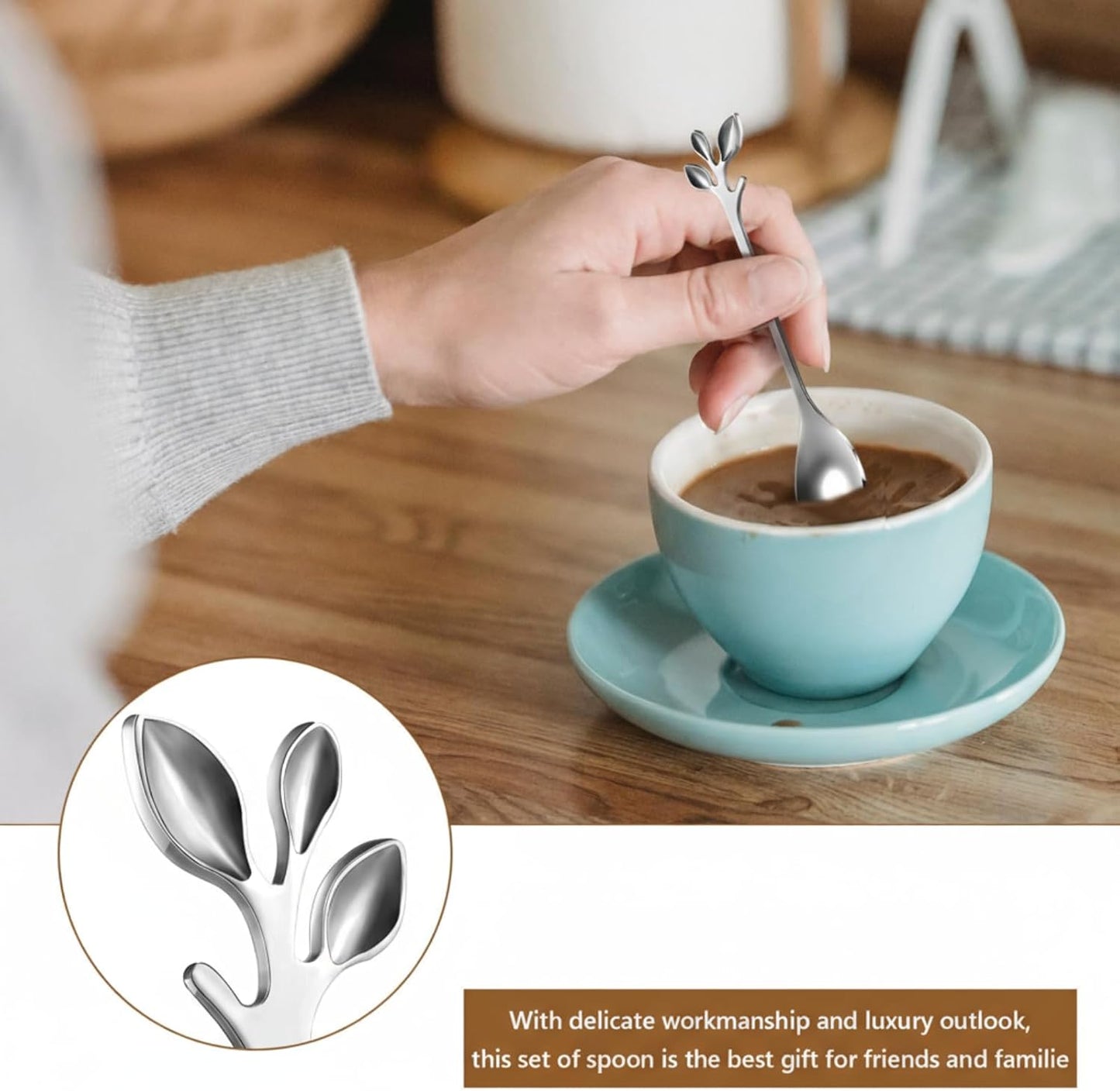 Sieral 10 Pieces Leaf Coffee Spoons, Mini Serving Tongs and Appetizer Forks Stainless Steel Sugar Cube Tongs Dessert Spoons Metal Dinner Forks for Dessert Coffee Tea (Silver)