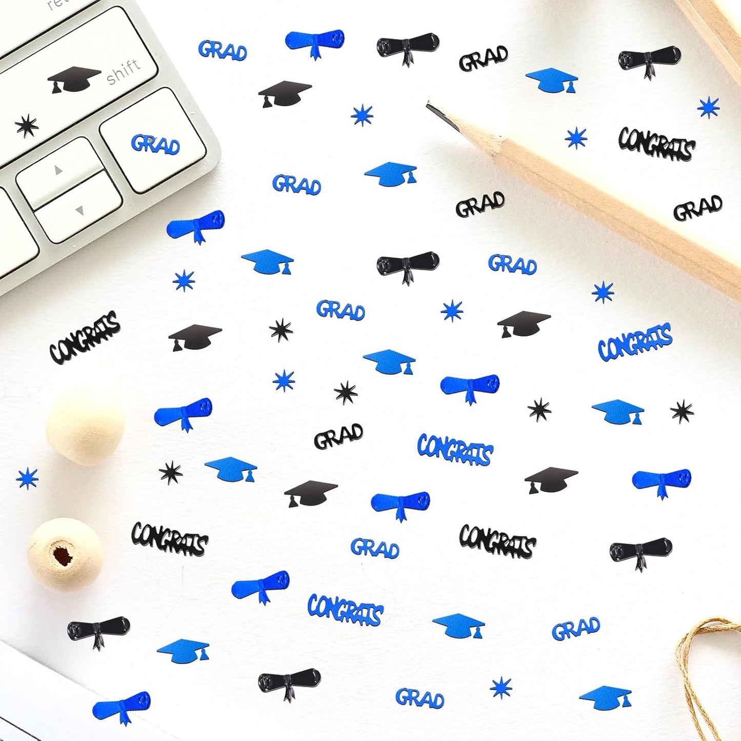 Silver and Blue Graduation Confetti 2026, 1000 Pcs Class of 2026 Table Centerpiece Grad Confetti for 2026 Graduation Party Decorations Supplies