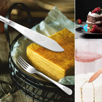 Cake Cutting Set for Wedding, Elegant Cake Knife and Server Set with Thickened Stainless Steel Rounded Edges, Cake Cutter Pie Spatula for Birthday Anniversary Christmas 2 Pcs Silver