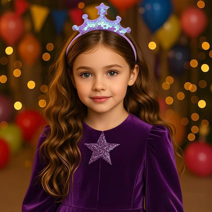 6Pcs Princess Tiara Crown Headband,Glitter Birthday Party Headbands for Women, Fairy Costume Head Band Hair Accessories