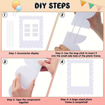 Beeveer 32 x 24 Inch Photo Booth Selfie Frame Prop Booth for Birthday Event Parties Large Blank DIY Cutout Props for Funny Decoration Christmas, Holiday Supplies