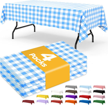 Niuara White Plastic Table Cloth - 4 Pack 54" × 108" Rectangle Disposable Tablecloths for 6FT Tables, Table Cover for Party, Holiday & Gathering Use