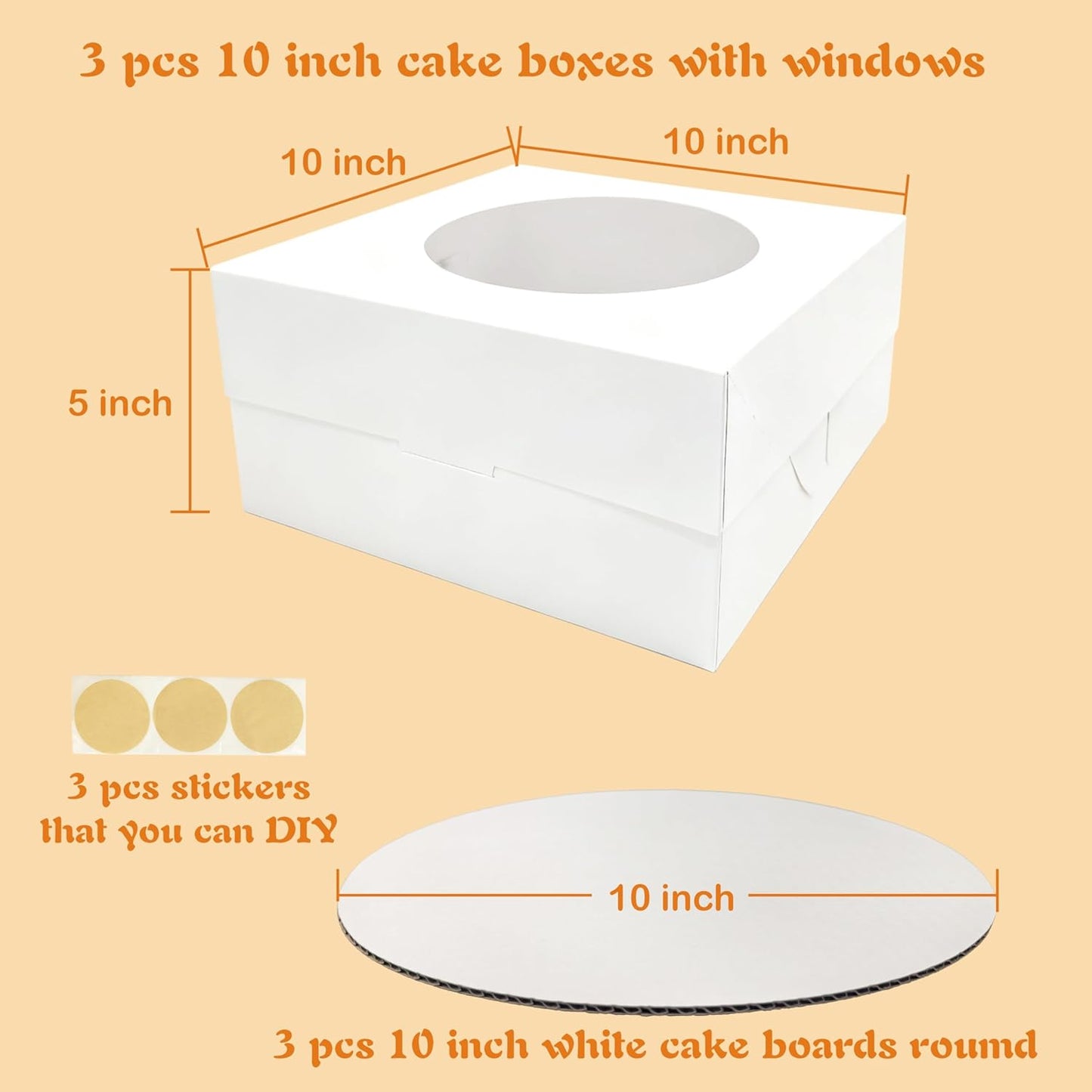 15 Pcs Cake Boxes,12x12x8 Inches White Bakery Boxes with Window,Tall Dessert Boxes,Cookie Boxes for Multi-Layer Cakes,Cake Containers for Birthday,Party,Valentine’s Day by GBF