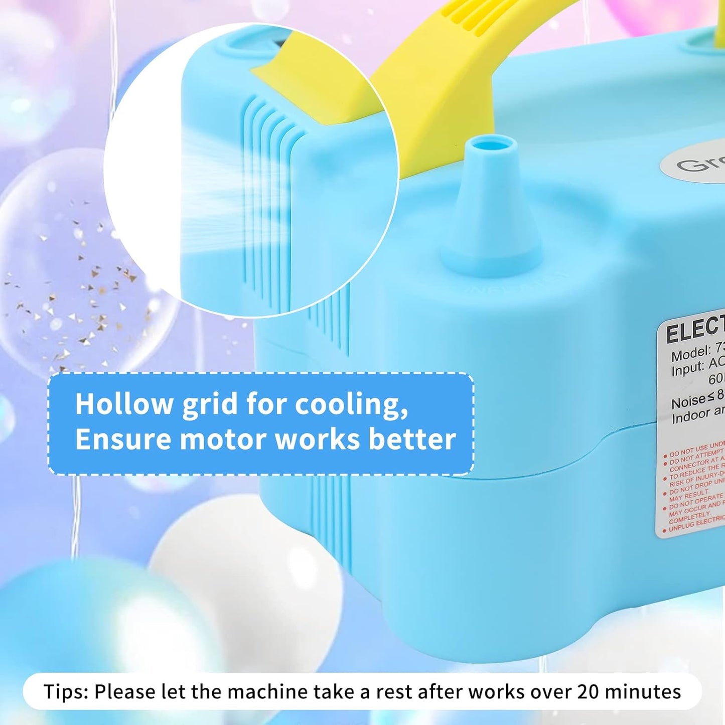 Growsun Balloon Pump Electric 110V 600W Balloon Garland Arch Kit Air Blower Inflator for Party Balloons Decoration Baby Shower Tape Strip Include