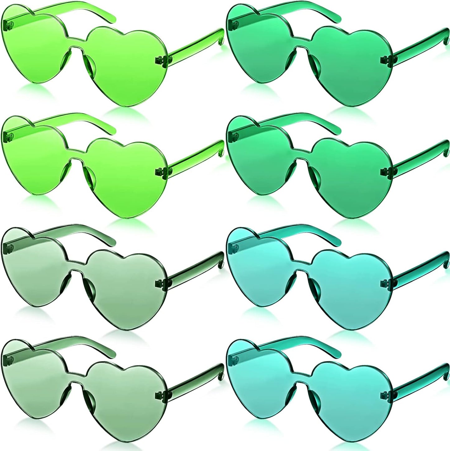 Frienda 8 Pairs Heart Shaped Sunglasses for Women Rimless Heart Glasses Candy Color Sunglasses for Party Favor