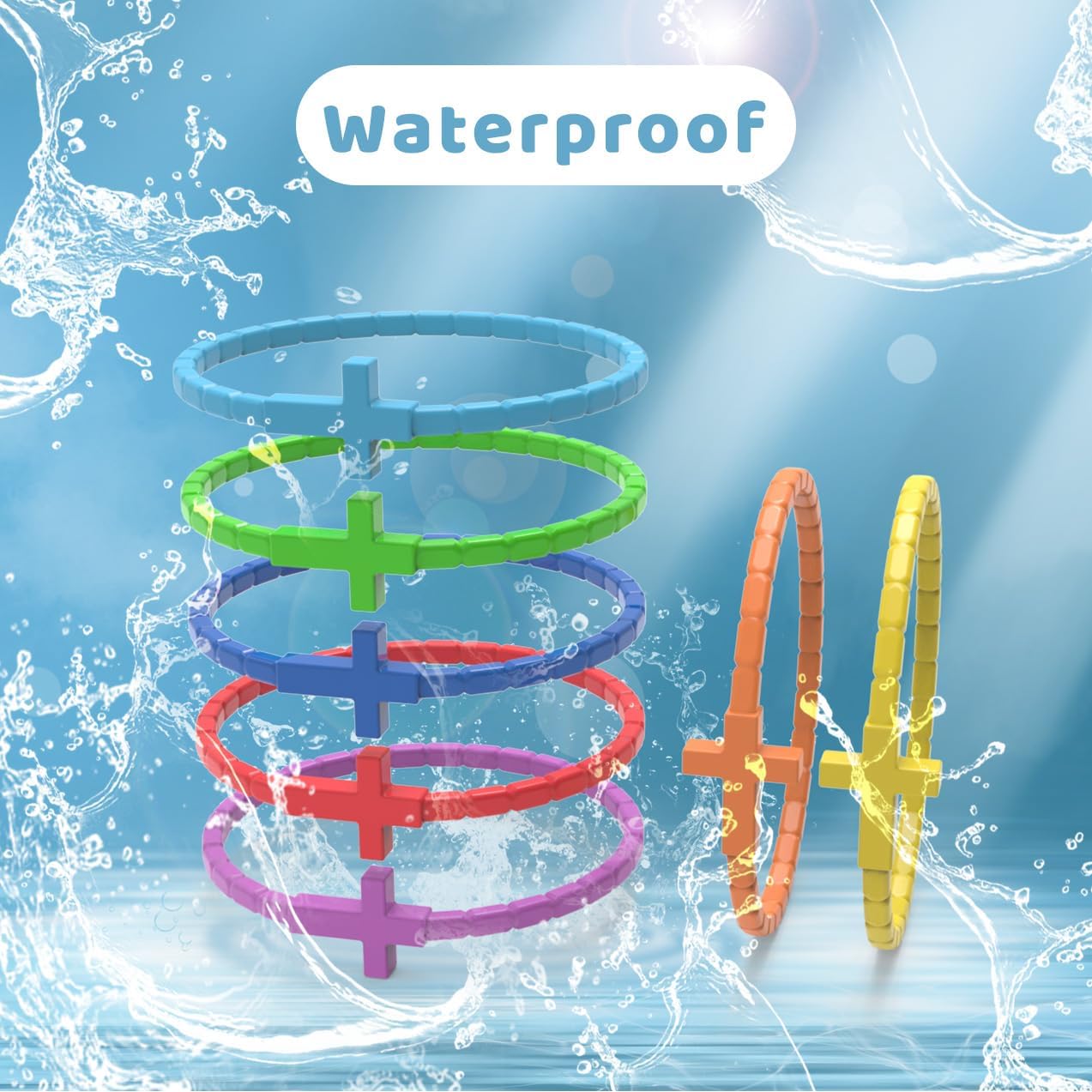 YalsFTY 7 Pcs Silicone Jesus Bracelets Cross Bracelet