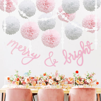 Pastel Tissue Paper Pom Poms Colorful Easter Macaron Kids Birthday Wedding Shower Tissue Flower Hanging Party Supplies(12pcs)
