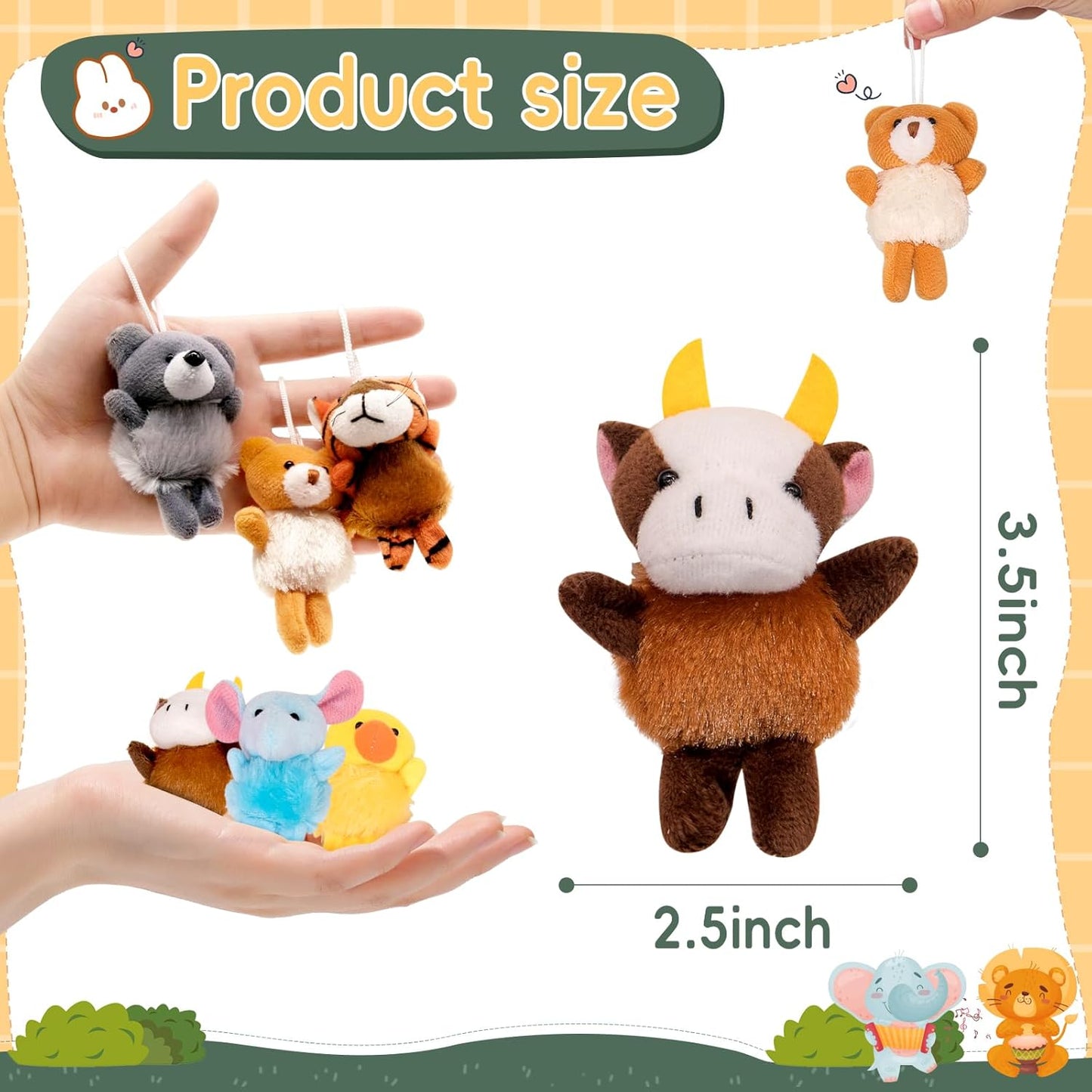 JoyRapt 24 Pack Small Stuffed Animals Bulk Gifts for Kids (2.3/2"-2.5/3.5" Each), Birthday Party Favors Toys for Classroom Prizes, Goodie Bag Pinata Fillers, Carnival Treasure Box Toys (24PCS)