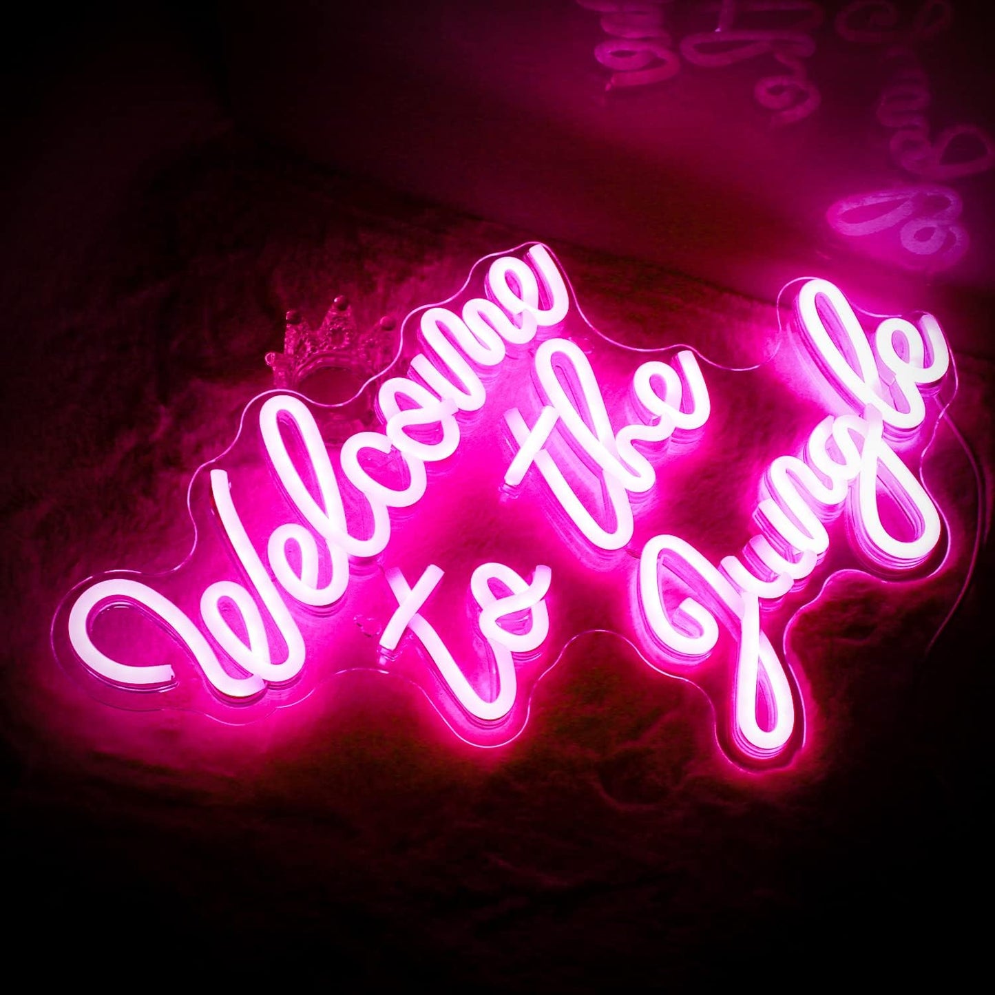 Welcome to the Jungle Neon Sign Jungle Decor Green Led Word Neon Light Signs for Wall Decor Usb Letter Light Up Sign for Garden Home Entryway Front Porch Party Gift