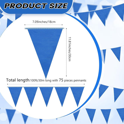 Hahafelt 100 Feet Pennant Banners Flags 75 Solid String Triangle Flags for Grand Opening, Carnival Theme Birthday Party Decoration Outdoor Events Classroom Decoration(Pink)