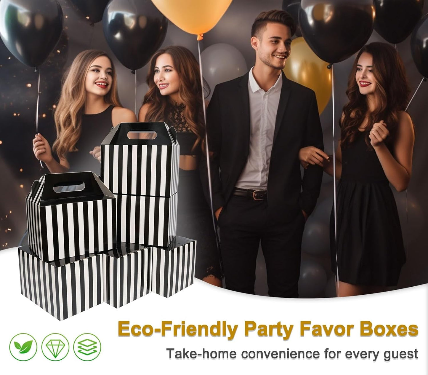 Happyhiram 30 CT Large Welcome Boxes with Handles White, 9x6x6 Gable Gift Easter Boxes Cardboard Paper Party Favor Boxes Barn Style Carry Out Box Recyclable Paper Gift Packaging Boxes for Food Box Lunch Cookies Donuts Baby Shower Bridal Shower Wedding
