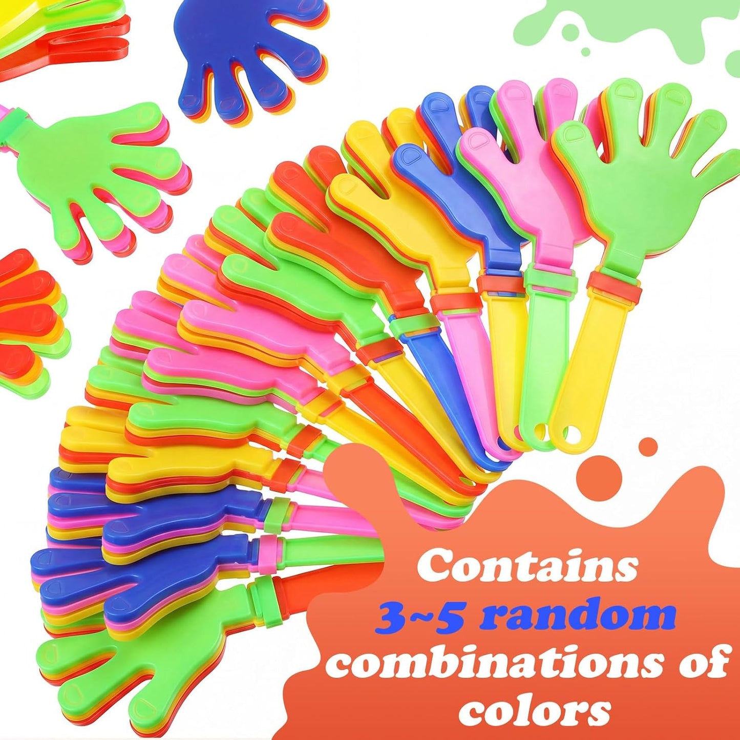 Sratte 80 Pcs 7.5 Inch Hand Clappers Noisemakers Bulk Clappers Noisemakers Party Favors Mini Hand Soundboard Plastic Noise Makers for Sporting Event Fiesta Birthday Reward Cheer Supplies (Multicolor)