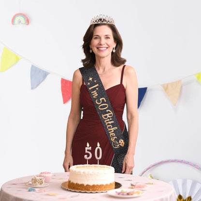 21st Birthday Decorations for Her with 21st Birthday Sash and Crown, Candles Gold, Gifts for 21 Year Old Girls