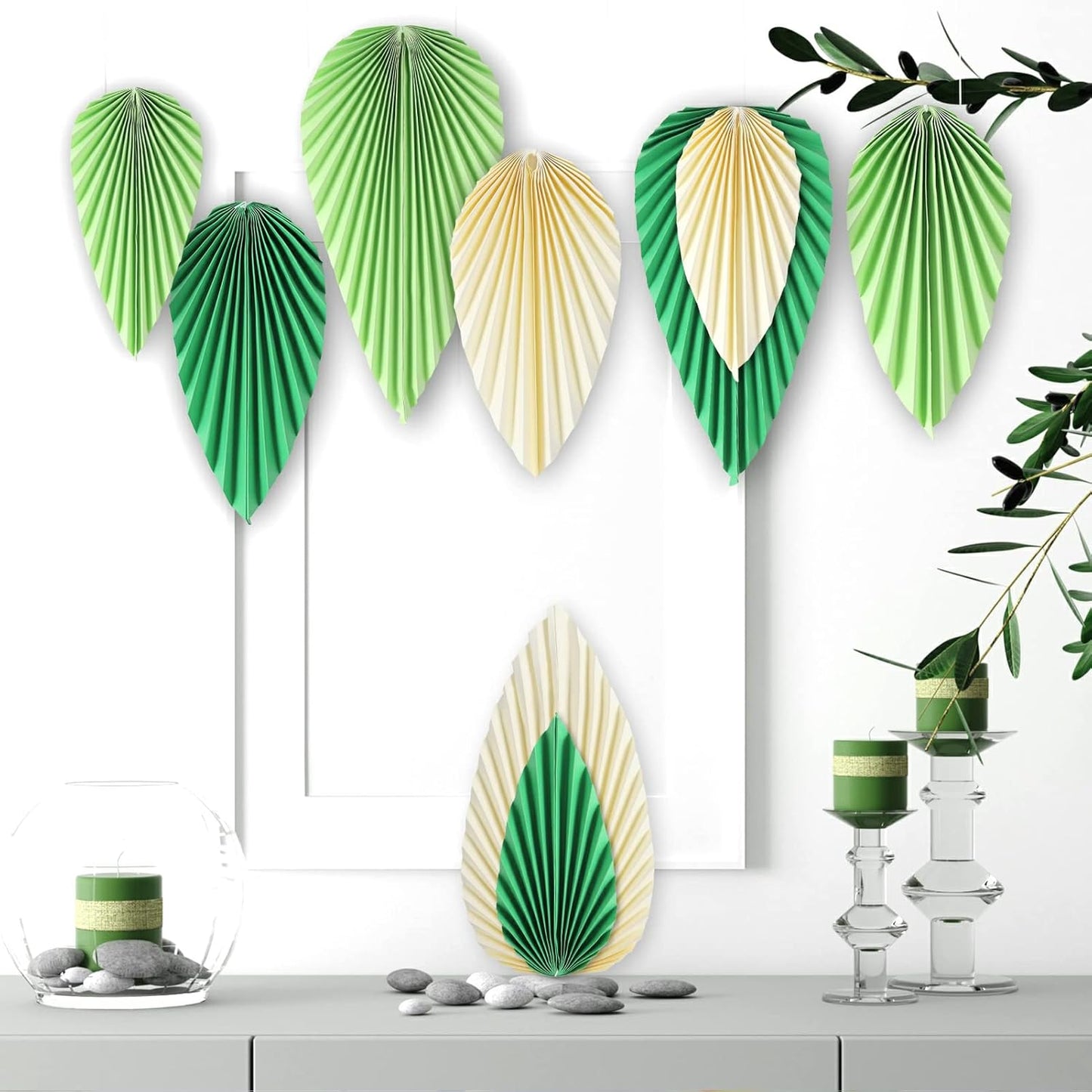 Easy Joy Paper Leaves Decorations for Wall Paper Fans Classroom Decoration Leaves Backdrop Decor Wall Decor,Set of 9