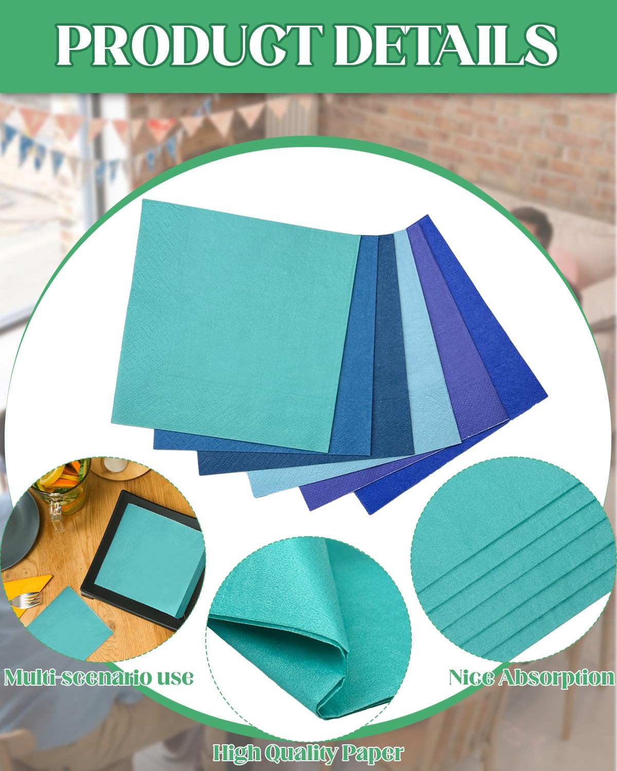 24 colors Cocktail Napkins 5 * 5inch disposable Beverage Napkin paper for Cocktail, Wedding, Dinner，Brithday Party Dessert Wine Paper Napkins（ 120 Count）