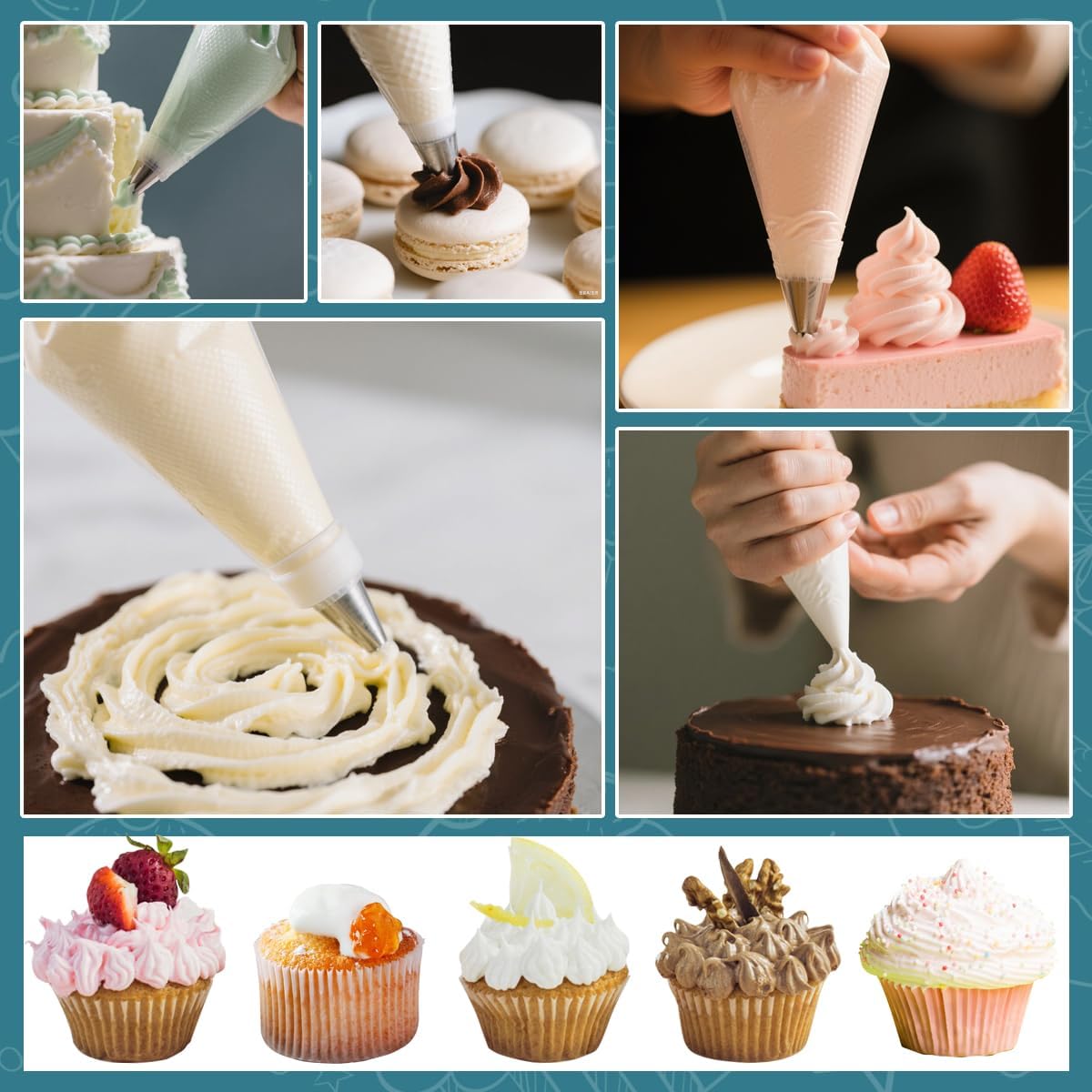 200 Pcs Disposable Cream Pastry Bag Cake Icing Piping Decorating Tool Cupcake Decorating Piping Icing Bag (Red)