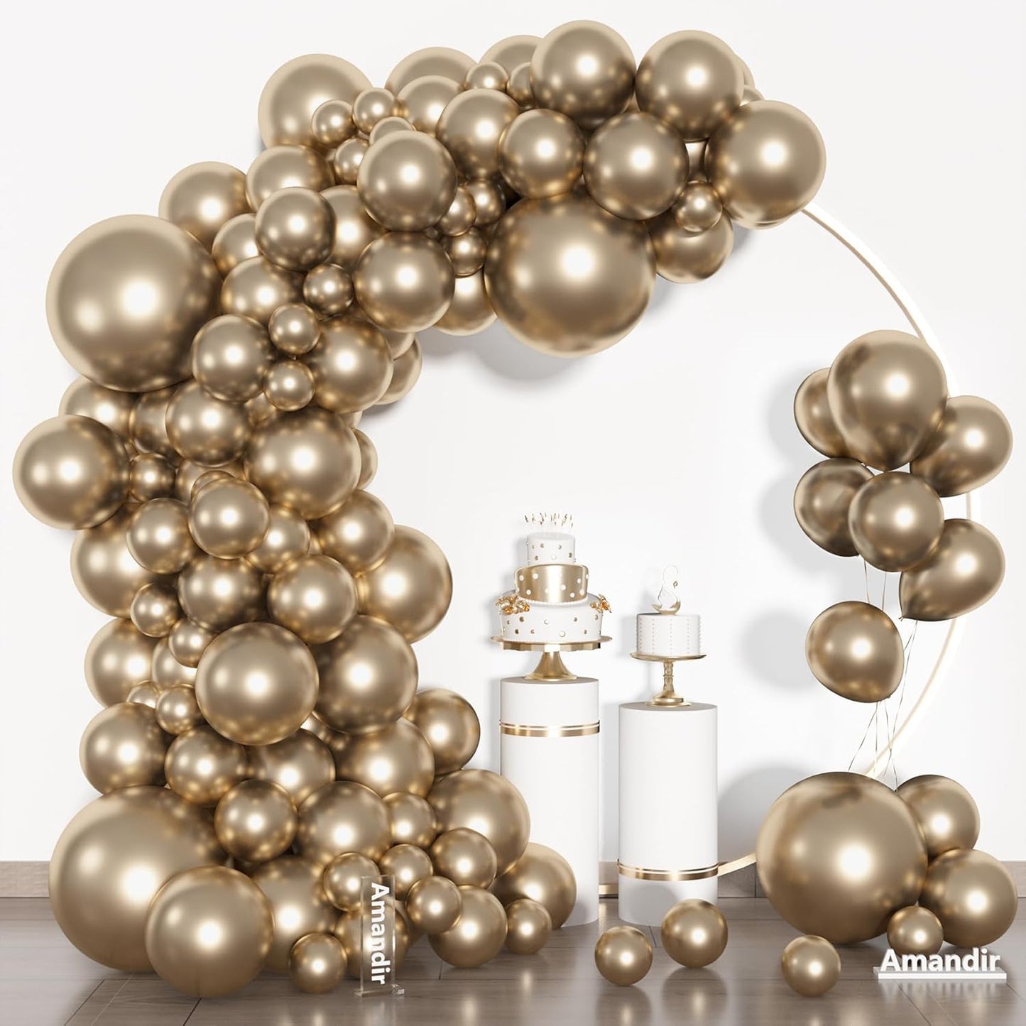Amandir 153pcs White Sand Balloons Arch Garland Kit Different Sizes 18 12 10 5 Inch Cream Beige Sand White Latex Balloon for Birthday Boho Neutral Baby Shower Wedding Anniversary Party Decorations
