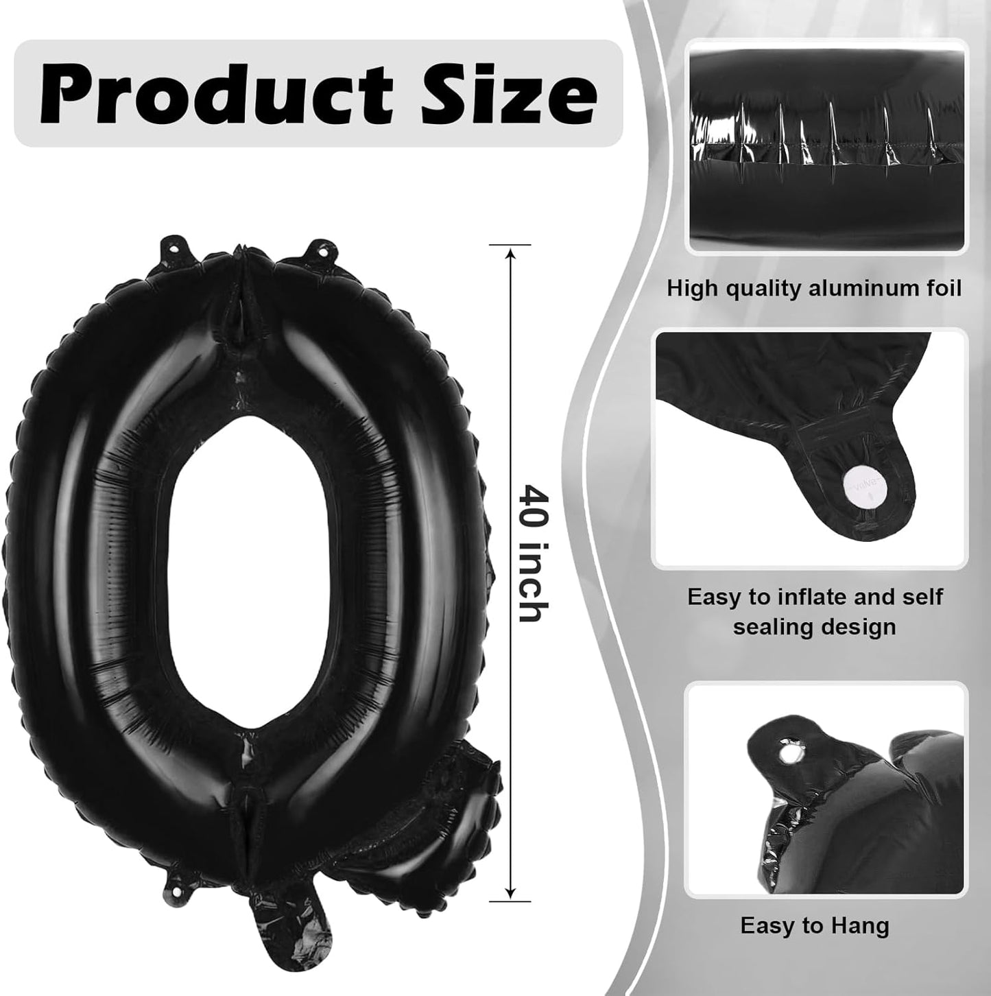 Black Letter A Balloons, 40 Inch Large Foil Letter Balloons, Custom Phrase Balloon for Birthday Party Wedding Anniversary Decoration (Black A)