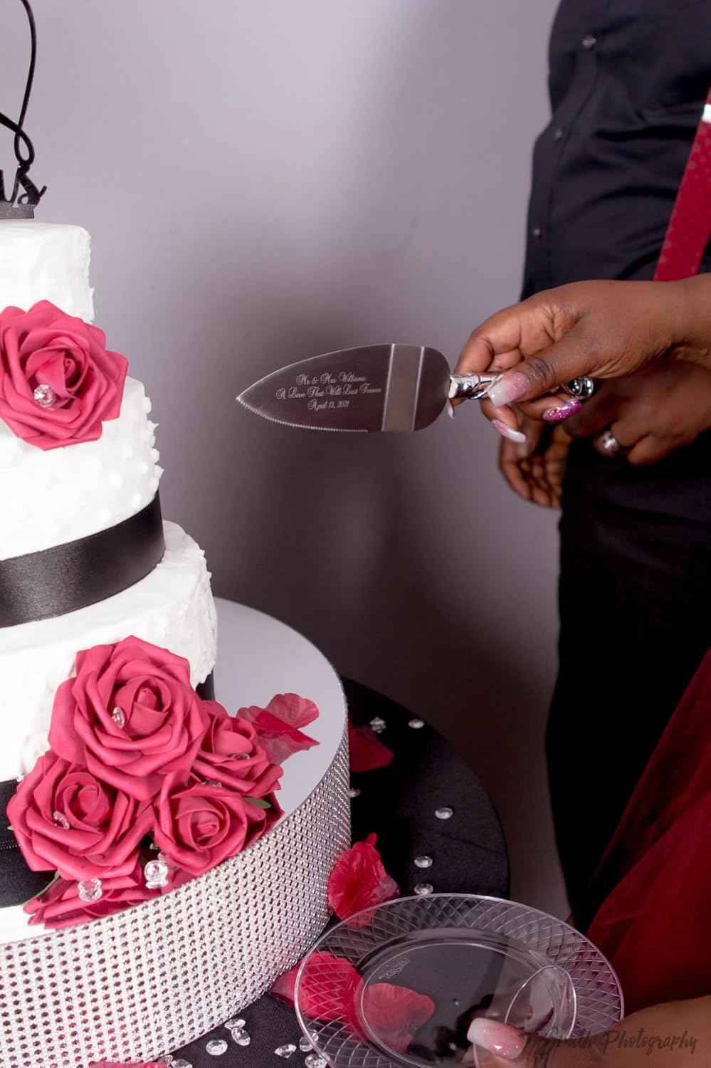 GIFTS INFINITY Personalized Wedding Cake Knife and Server Set with Engraving – Cake Cutting Utensil Set, Keepsake Gift for Wedding, Anniversary, Reception, Birthday & Other Occasions (CH-101WB)