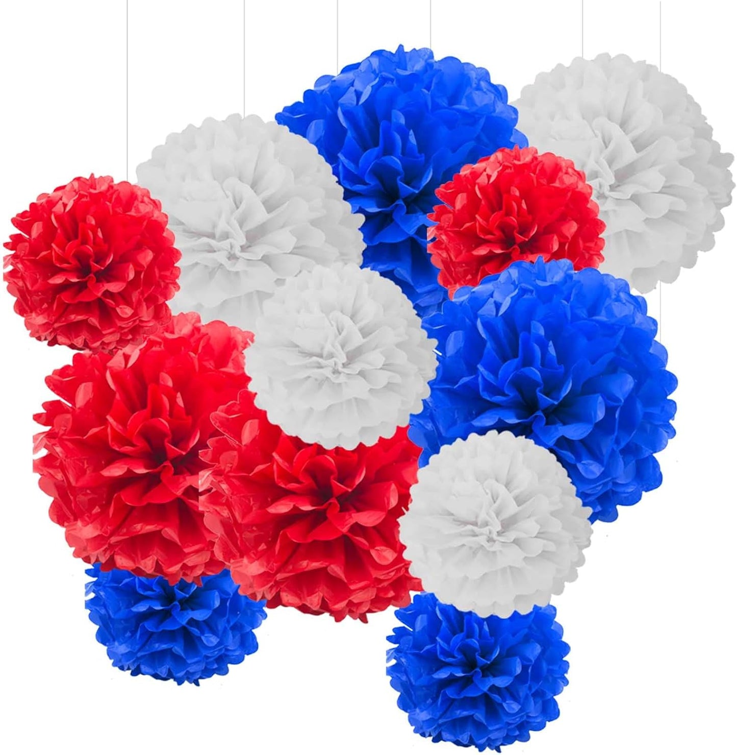 Purple & Gold Tissue Paper Pom-Poms - Hanging Paper Pompoms Flower Ball Wedding, Birthday Party Decoration (6pcs 12in & 10in)