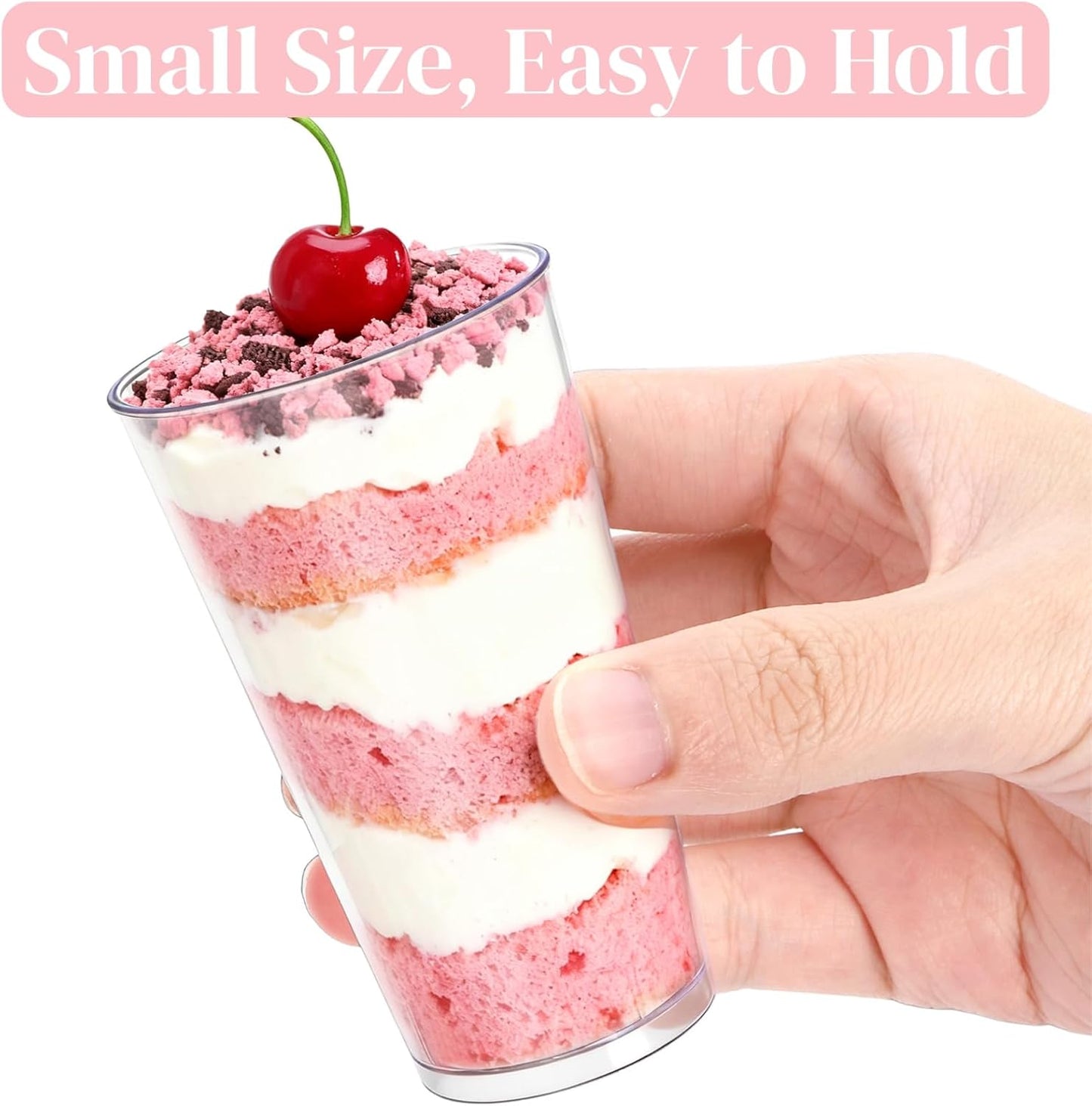 Peohud 100 Pack 3oz Plastic Dessert Cups with Spoons, Mini Dessert Shooter Cups, Disposable Parfait Appetizer Cups Shot Glasses for Desserts, Pudding, Event and Party