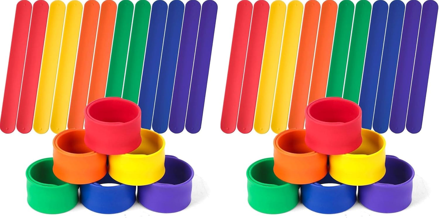 LovesTown 12PCS Silicone Slap Bracelets, Colorful Snap Bracelet for DIY Kids Gifts, Classroom Prizes, Party Favors