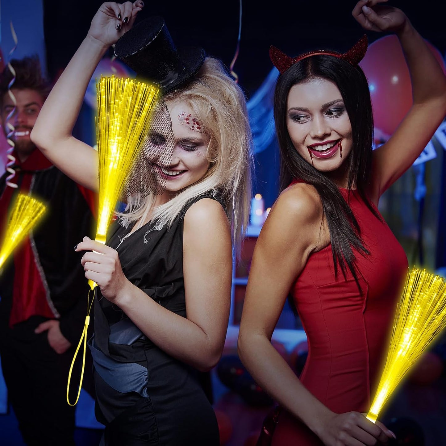 30 Pack Blue Fiber Optic Wands Glow Fiber Wands Bulk LED Light Up Wands with 3 Flashing Modes LED Flashing Sticks for July 4th Halloween Christmas Wedding Birthday Carnival Bachelor Party