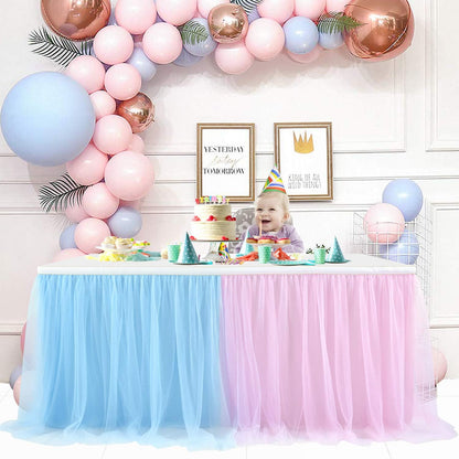 Suppromo 6ft Pink Tulle Table Skirt Baby Shower Tablecloth for Rectangle Tables or Round Tables Pink Ruffle Tutu Table Skirts Desk Skirt for Princess Girls Birthday Party Cake Dessert Decorations