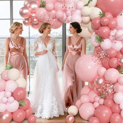 Amandir 153pcs Pink Purple Balloon Garland Arch Kit, Different Sizes 18 12 10 5 inch Pink Purple Red Latex Metallic Confetti Purple Balloons for Girl Women Birthday Bridal Baby Shower Party Decoration