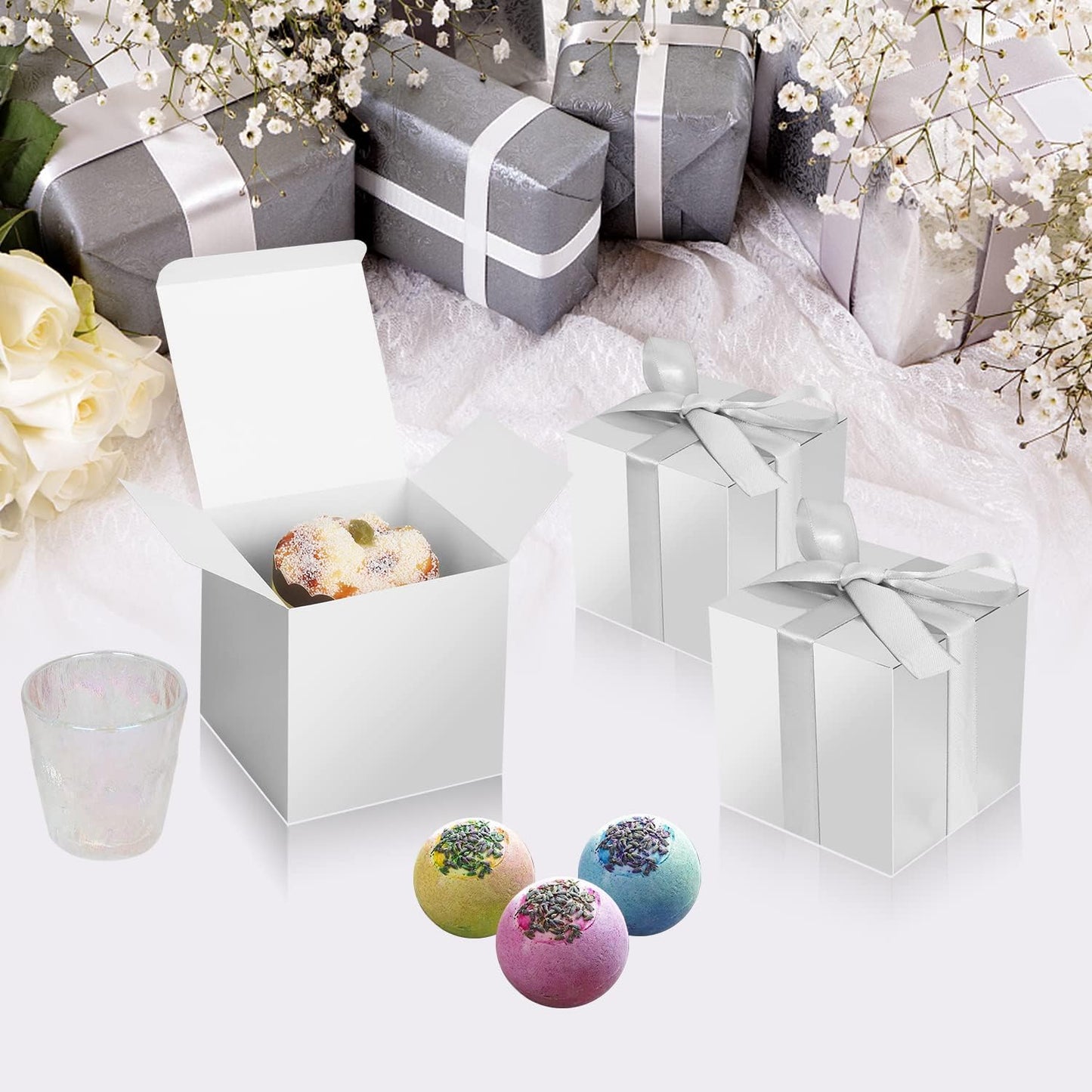 100 Pack Small Gift Boxes, 2x2x2 Inches Favor Boxes Gold Paper Gift Boxes with Lids for Presents, Crafting, Cupcake Boxes, Gifts, Candy Boxes for Wedding Party Bridal Shower Baby Shower Favors