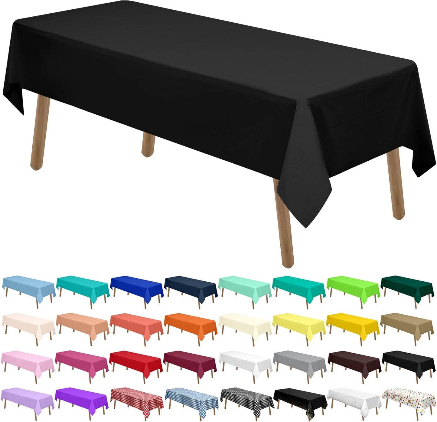 PARTY ULYJA White Plastic Tablecloths 2 Pack Disposable Table Covers 54 x 108 Inch Bridal Shower PEVA Vinyl Table Cloths for Picnic Birthday Wedding Banquet Parties 8 ft Rectangle Table Use