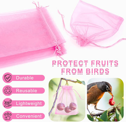 ANZNKU Pink Organza Bags 4 x 6 in 50PCS, Small Gift Bags for Goodie Candy Jewelry Soap Packaging, Cute Little Mesh Bag Drawstring Bulk for Wedding Birthday Party Favor Baby Shower & Easter Gifts Wrap