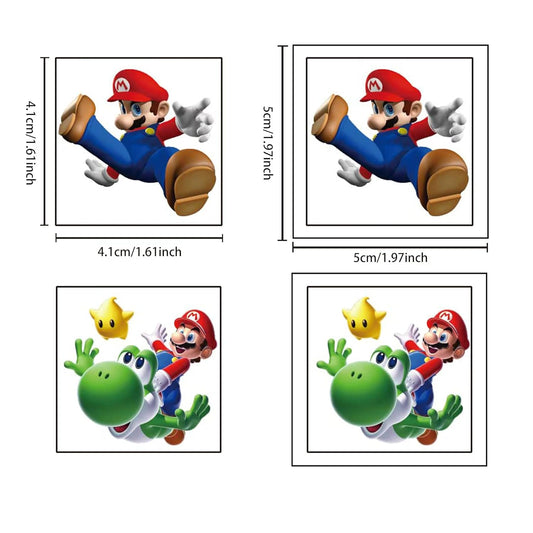 40 Sheets Mario Temporary Tattoos Birthday Themed Party Supplies Decoration Favors Cartoon Cute Sticker for Kids Boys Home Activity Class Prizes Carnival Christmas Rewards