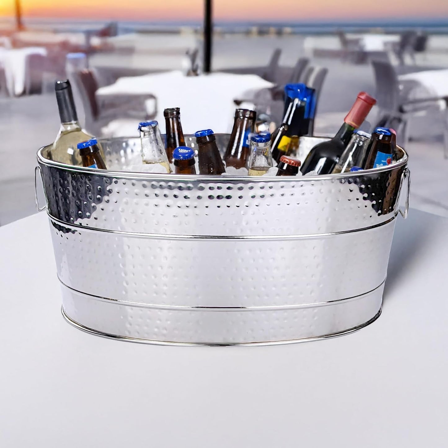 BREKX Aspen Galvanized Tub, Copper Finish Metal Ice and Drink Cooler for Parties, Sealed Leak Resistant Party Cooler, Easy to Clean, Handcrafted, Large Oval 25-Quart (6 Gallon), 30 Bottle Bucket