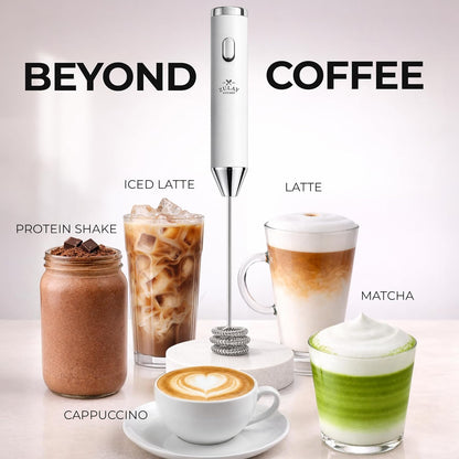 Zulay Kitchen Powerful Milk Frother Wand With Duracell Batteries - Ultra Fast Handheld Drink Mixer - Electric Whisk Foam Maker for Coffee, Lattes, Cappuccino & Matcha - Z1 Motor - Black - Colors A
