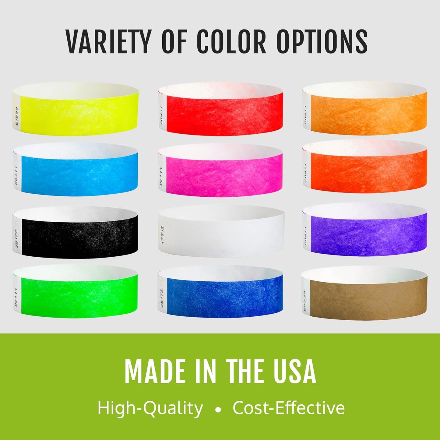 500 WristCo Tyvek Wristbands for Events – 500 Count, 5-Color Variety Pack – Tamper-Proof Design Prevents Reuse – Premium-Grade Bracelets for Hospital & Medical ID, Party, VIP Identification