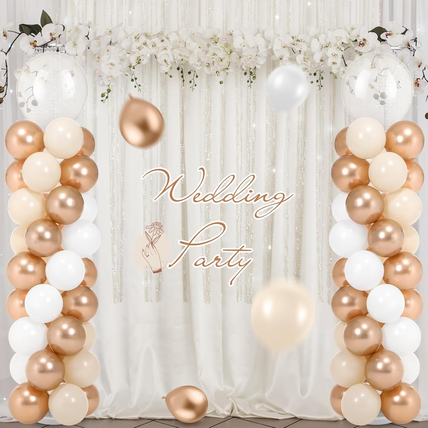 Jenaai 2 Sets 163 Pcs Pink Metallic Rose Gold Balloons Column Stand Kit Bridal Party Latex Balloons Adjustable Tower Stand for Graduation Bridal Shower Wedding Engagement Mothers Day Birthday Decor