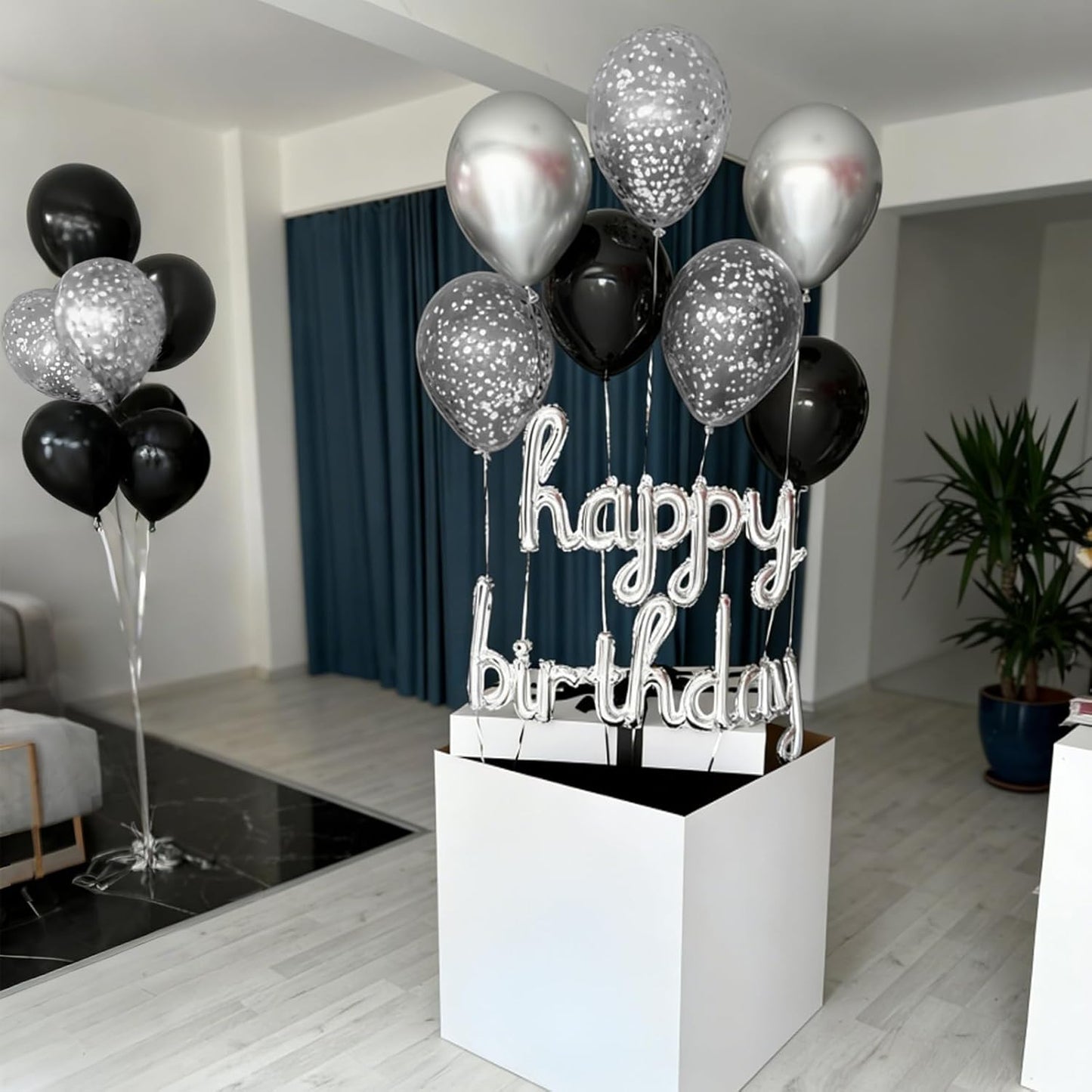 Silver Confetti Balloons 12 inch, Clear Latex Balloon 50pcs Party Balloons for Wedding Bridal Shower Engagement Graduation Birthday Party Decorations