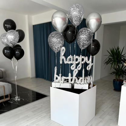 Silver Confetti Balloons 12 inch, Clear Latex Balloon 50pcs Party Balloons for Wedding Bridal Shower Engagement Graduation Birthday Party Decorations