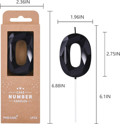 PHD CAKE 2.76 Inch Crystal Black 9 Number Birthday Candles, Black Number Candles, Cake Number Candles, Party Celebration