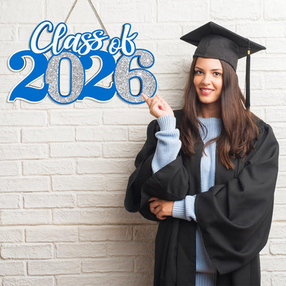 Class of 2026 Wooden Sign Graduation Party Decorations 2026 White Graduation Photo Booth Prop Senior2026 Sign for High School College Party