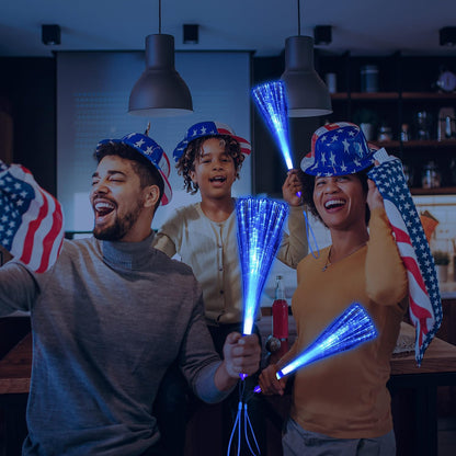 30 Pack Blue Fiber Optic Wands Glow Fiber Wands Bulk LED Light Up Wands with 3 Flashing Modes LED Flashing Sticks for July 4th Halloween Christmas Wedding Birthday Carnival Bachelor Party