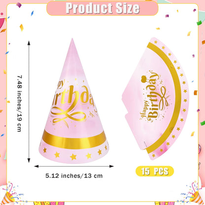 CANREVEL Party Hats for Adults, Birthday Party Headwear Supplies, Cone Hats Bulk for Women Men